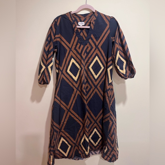 Anthropologie Porridge Mireil Geometric Midi Dress - Size Medium - Picture 5 of 8